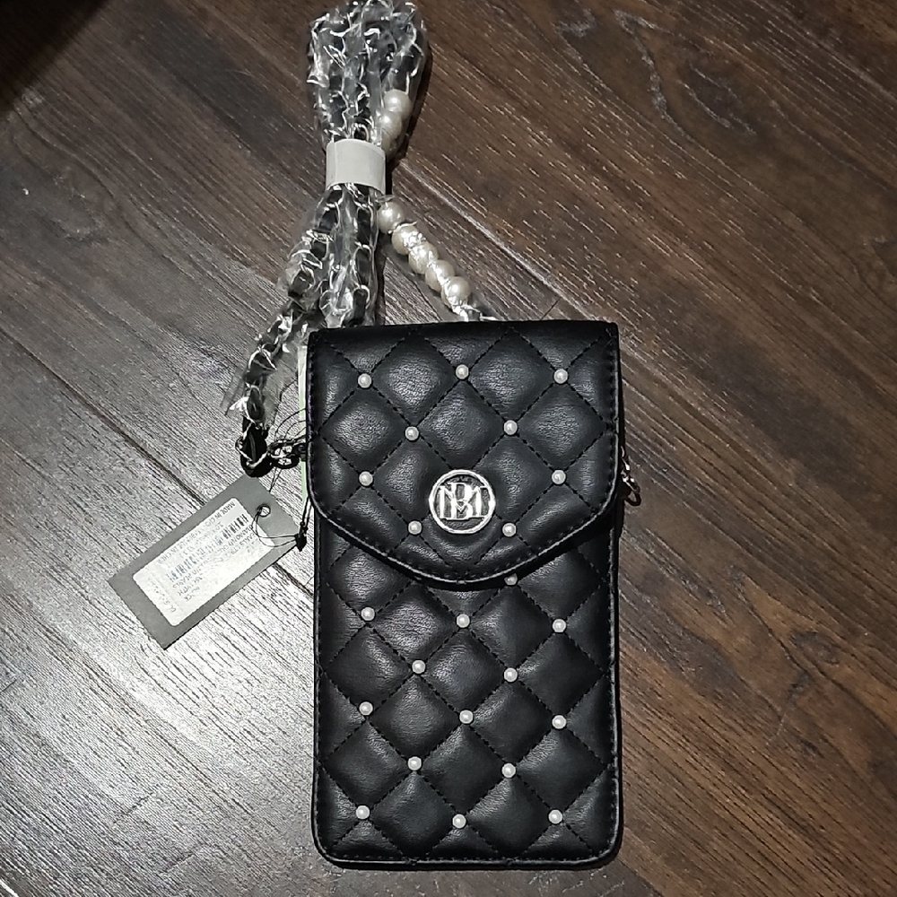 Badgley Mischka Black Quilted Phone Case